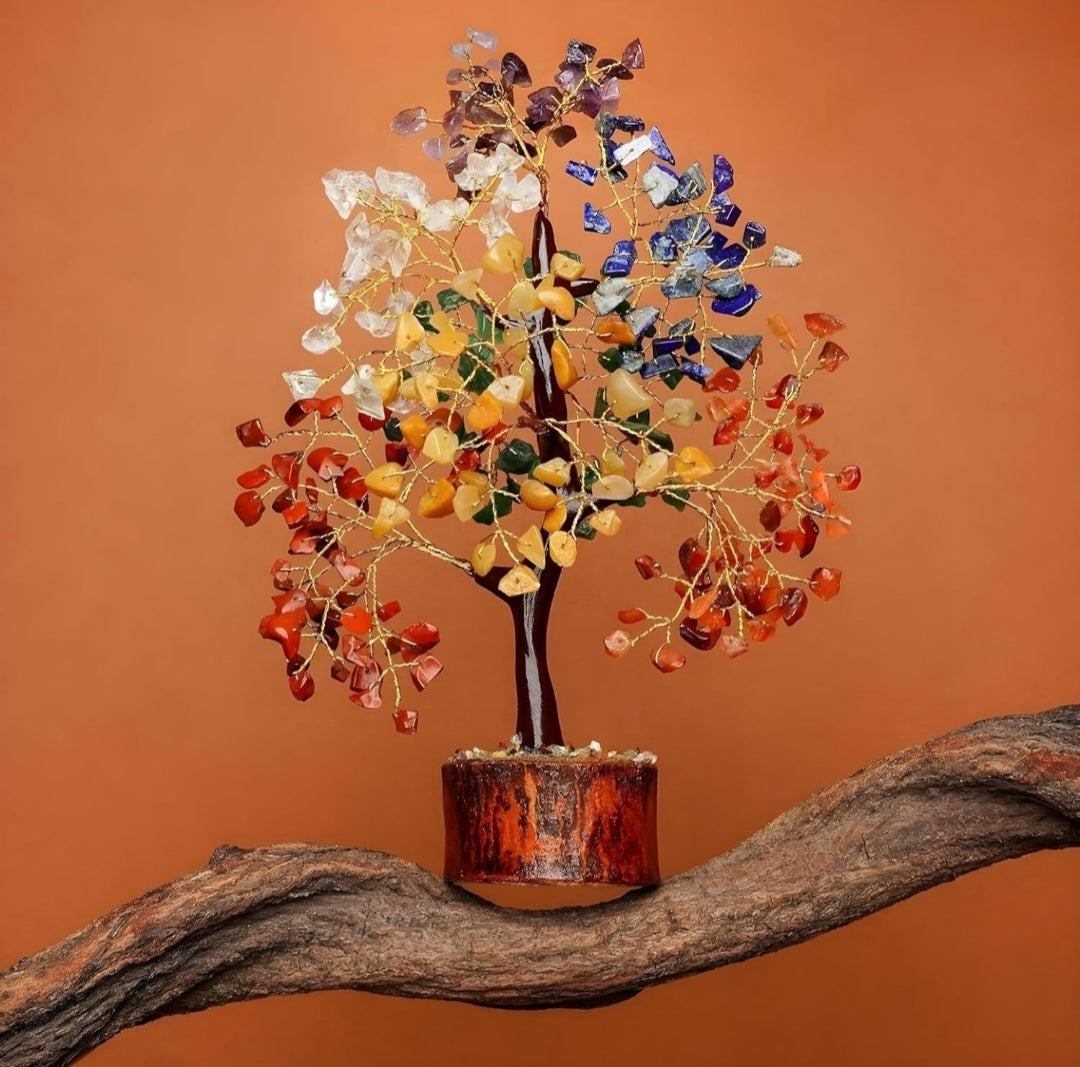 7 Chakra Crystal Tree of Life Showpiece for Home Decor | House Warming Gift | Positive Energy, Vastu, Spiritual Gift for Office, Bedroom, Living Room (300 Beads)
