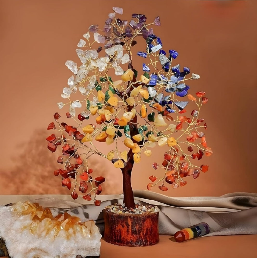 7 Chakra Crystal Tree of Life Showpiece for Home Decor | House Warming Gift | Positive Energy, Vastu, Spiritual Gift for Office, Bedroom, Living Room (300 Beads)