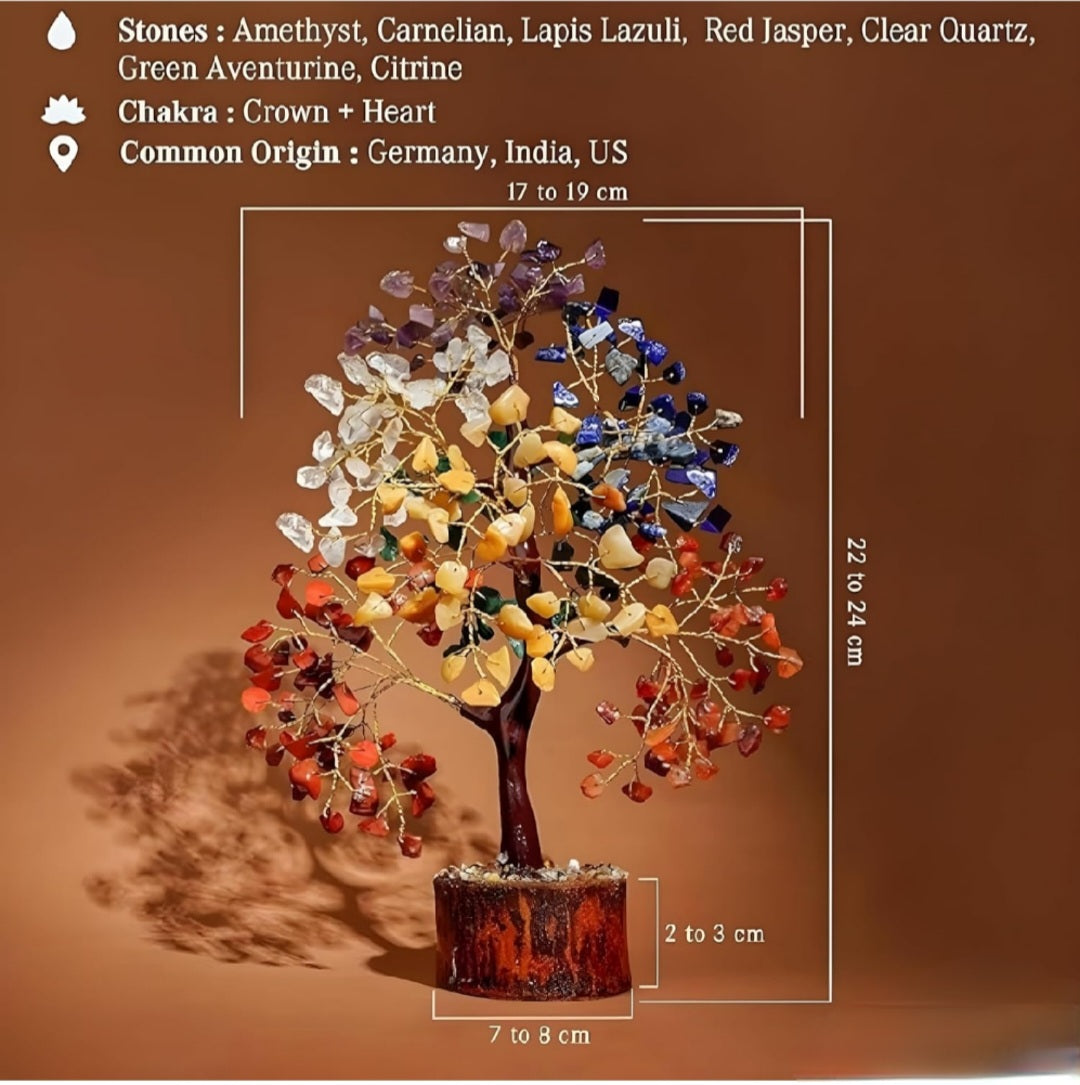 7 Chakra Crystal Tree of Life Showpiece for Home Decor | House Warming Gift | Positive Energy, Vastu, Spiritual Gift for Office, Bedroom, Living Room (300 Beads)